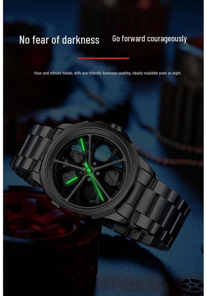 SVJ Men's Wheel Watch: Cross-border Bestseller with 3D Hollow Design & Car Mod Brake Caliper
