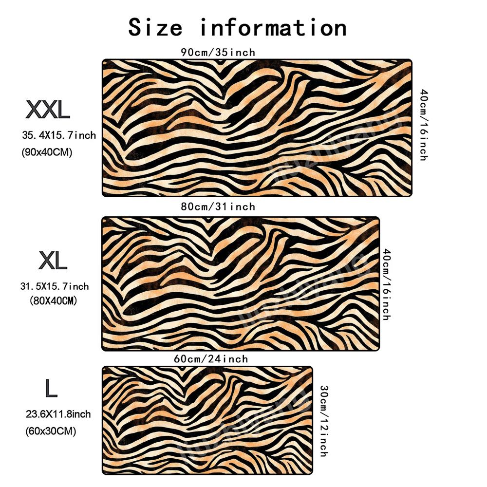 Tiger Stripes Mouse Pad Large Computer Office Game Table Mat Rubber Antislip Stitched Edge Keyboard Mats 90x40 Xxl Desk Pads