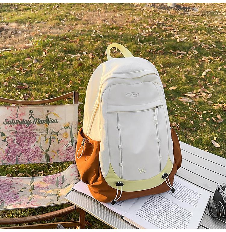 Schoolbag Sports Lightweight Color Matching Backpack Outdoor Large Capacity Leisure Mountaineering Bag College Student Hiking Simple School Bag