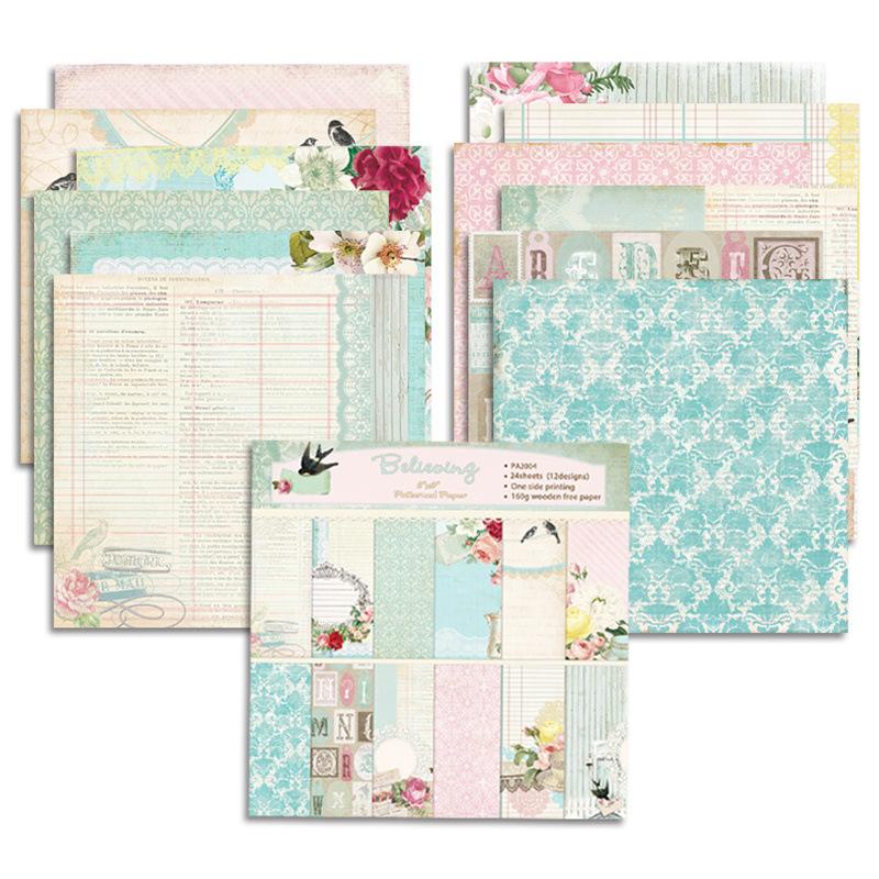 24 Sheets Cardstock Paper Pad 6x6 Inches Cardmaking Paper Believing Themed Single-sided Patterns Scrapbook Paper Printing Decorative Paper