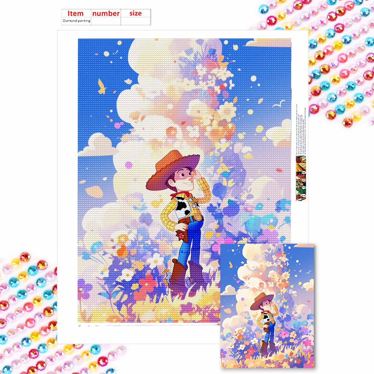 

5D Алмазная Живопись Сделай Сам Вуди в Фейерверках Полная Выкладка Стразами Мозаика Вышивка Изделия Ручной Работы Домашний Декор Подарок Round 20x30cm