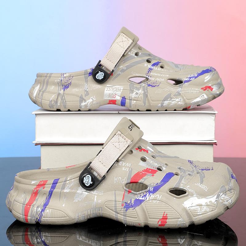 Fashion Summer Men Hole Shoes Sandals Light EVA Men's Casual Shoes Clogs Lovers Home Garden Outdoor Male Beach Flat Slippers