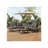 Garden Furniture Set with Adjustable Tilt Angle (5 Positions, Maximum 55°) Including a Coffee Table, Grey + Black