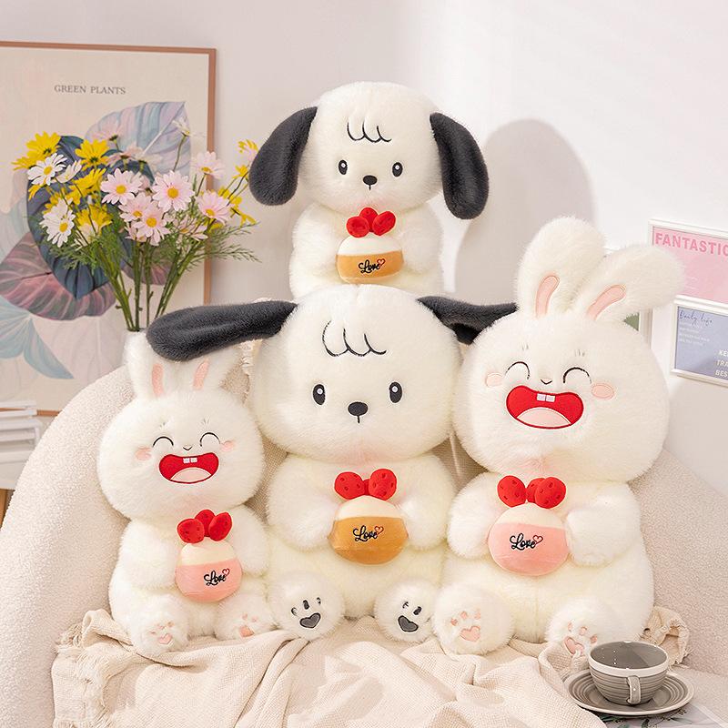 Cute Hug Cake Puppy Dog Doll Plush Toy Little White Rabbit Doll Children Soothing Rag Doll Birthday Gift