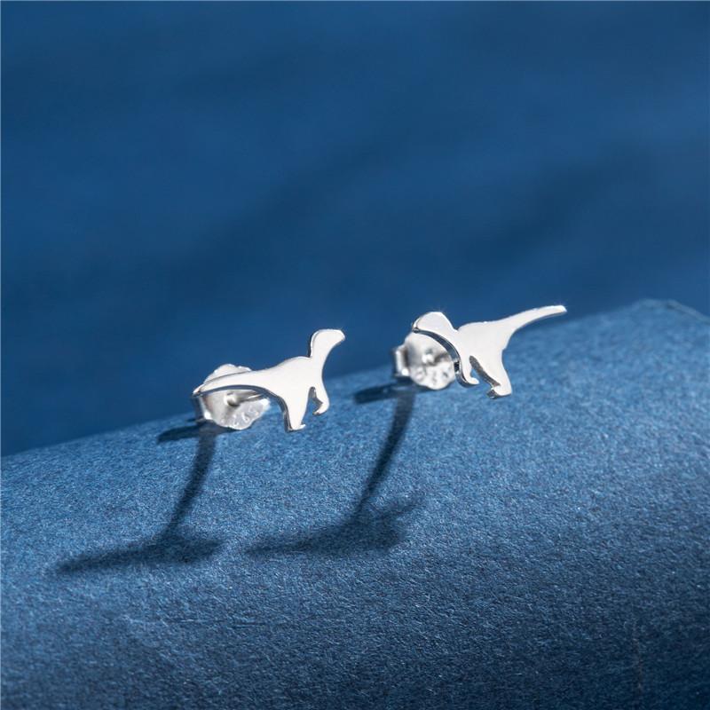 Mini 925 Sterling Copper Stud Earrings for Girls Cartoon Animal Ear Studs Fashion Dinosaur Butterfly Bat Ear Piercing Zircon