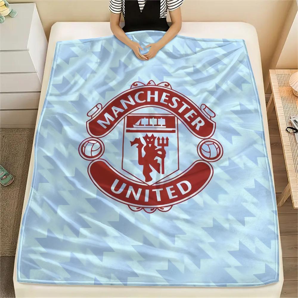 1pz Coperta in Flanella con Stampa Manchester United FC, Alta qualità Confortevole per Tutte le Stagioni, Decorazione per la Casa, Calore e Comfort, Perfetta per Regali di Natale