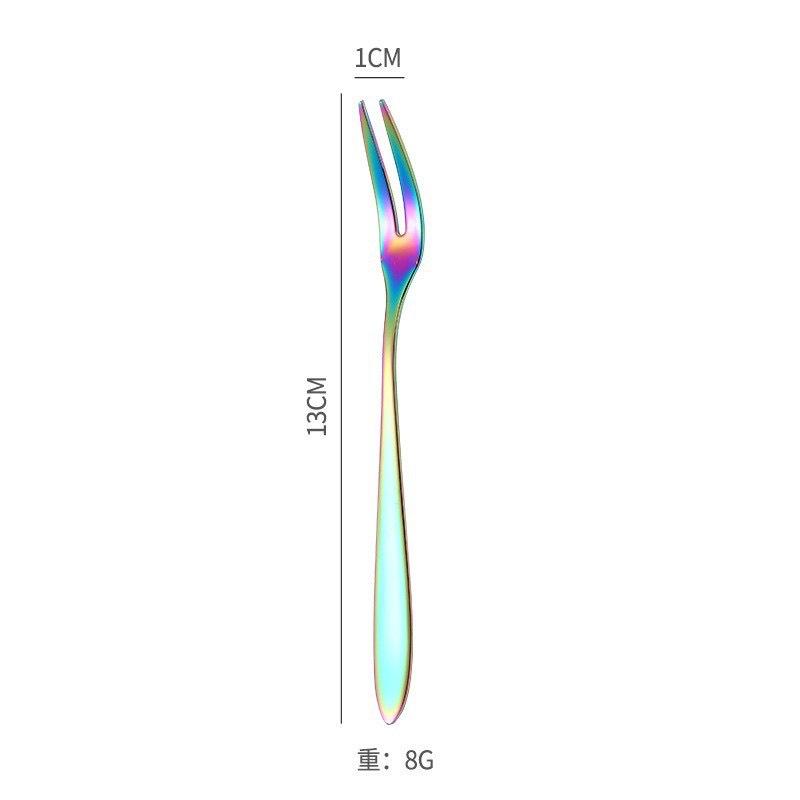 Stainless Steel Fruit Fork, Cake Fork, Dessert Fork, Fruit Skewers, Fork, Mooncake Two-pronged Fork One Size
