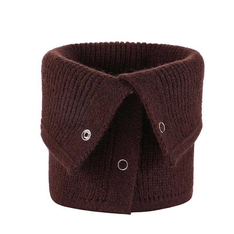 Autumn and Winter New Monochrome Wool Button Scarf Warm Elastic Striped Cuff Scarf Button Casual Neck Cover