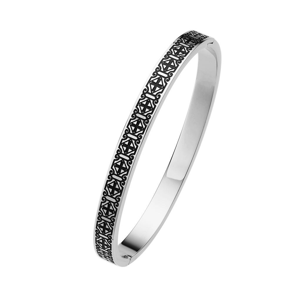 

Модные эмалевые ювелирные изделия Подарочный браслет с черно-белым ромбовидным узором