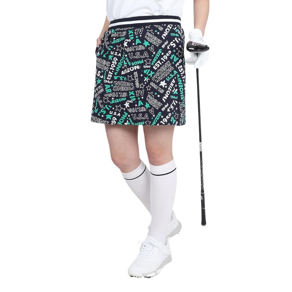 

Skirt Golf L [Pin Apparel] Women s (Collage Pattern, All-Directional Stretch) / / 622-5134204 120_Navy