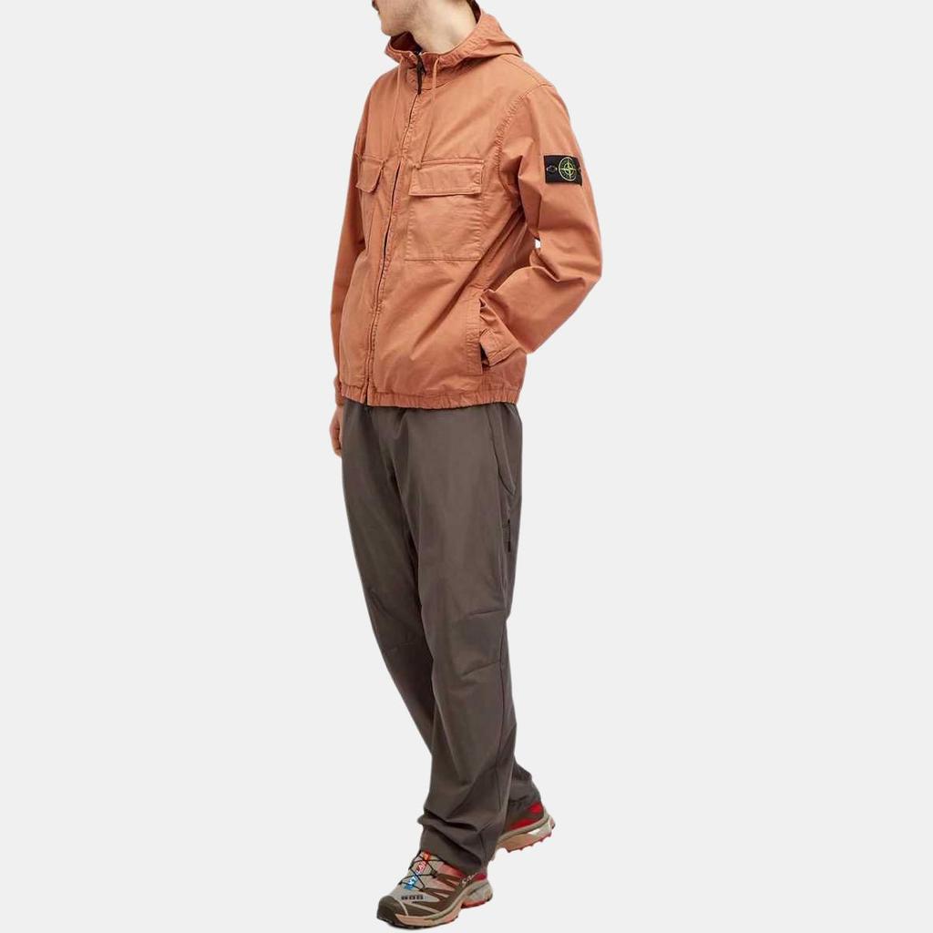 STONE ISLAND SS24 Supima Cotton Twill Stretch Casual Solid Color Zipper Hooded Long Sleeve Jacket Men Jackets Orange 801542610-V0013
