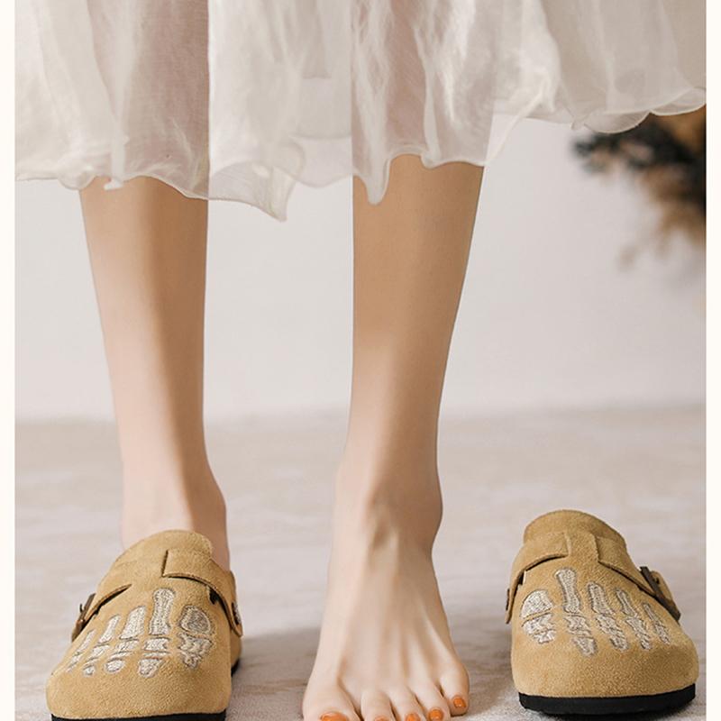 

Вышитые балетки Модные женские тапочки Повседневная удобная обувь Мыски 36RU/CN37 хаки