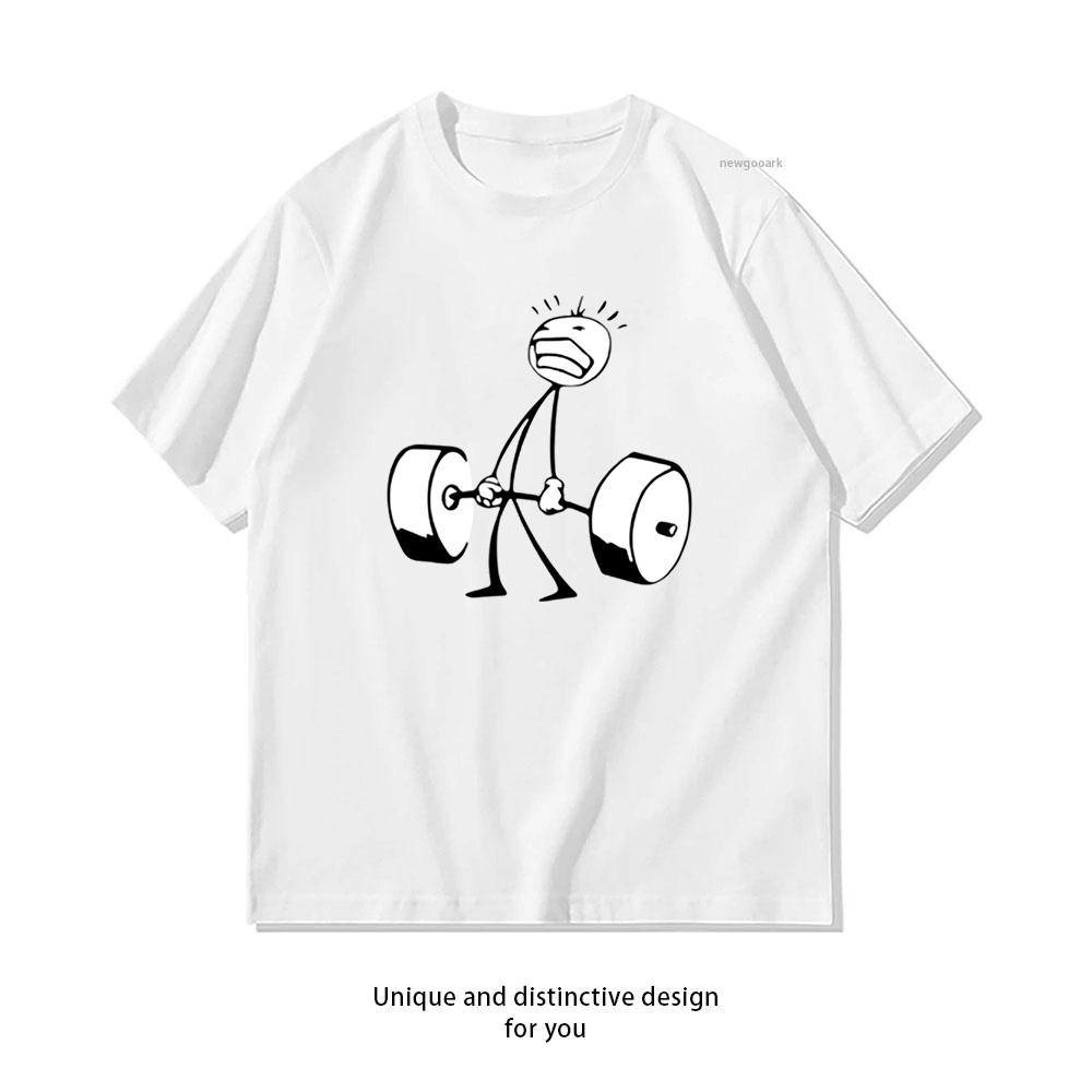 Funny Struggling Stick Figure Lifting Heavy Barbell Relatable Gym Workout Humor Fitness Trending Shortsleev S