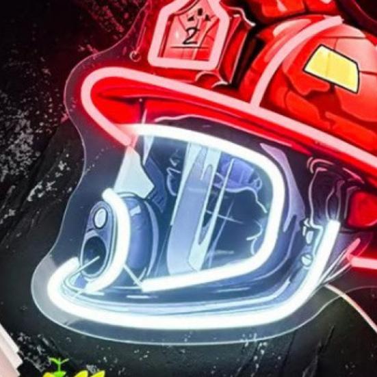 Firefighter Helmet Neon Light Sign USB Powered Dimmable LED Acrylic Helmet Lamp with On/Off Switch Firefighter Hero Wall Decoration
