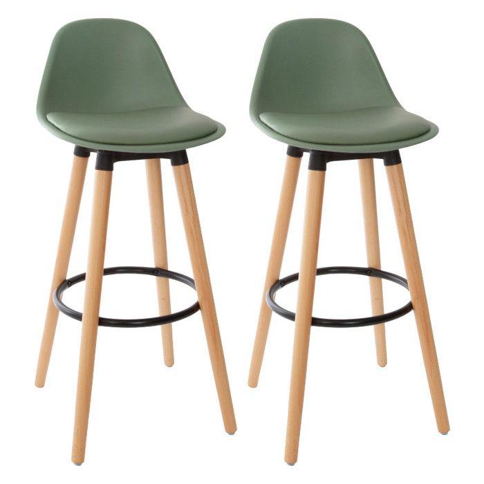 Set of 2 Scandinavian Style Decorative Bar Stools "Maxon" Atmosphera - Khaki