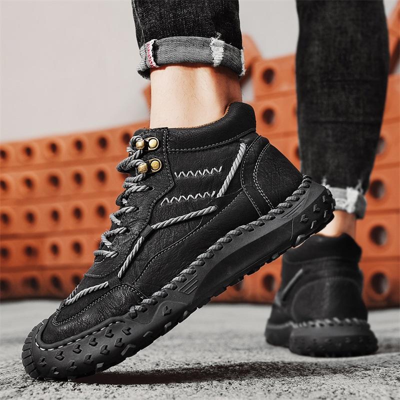 Autumn Winter Handmade Men Boots Shoes Comfortable Ankle Boots Casual Moccasins Tooling Leather Shoes