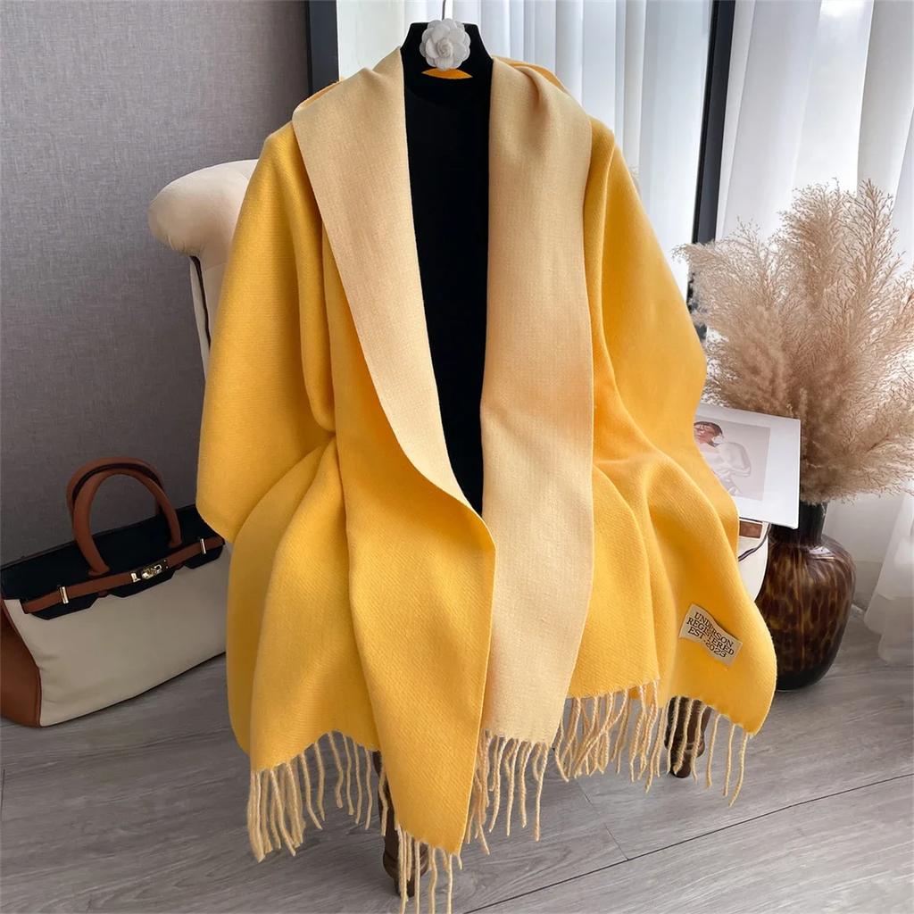 Solid Winter Scarf Women Cashmere Warm Pashmina Female Scarves Long Blanket Thick Soft Tassel Shawls Wraps Echarpe Stoles