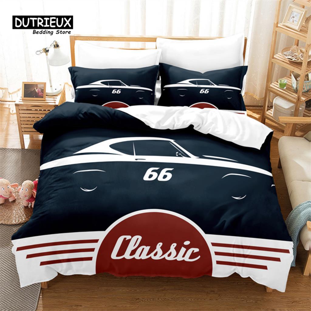 3pcs Duvet Cover Set, Cartoon Sports Car Bedding Set, Soft Comfortable Breathable Duvet Cover, For Bedroom Guest Room Decor