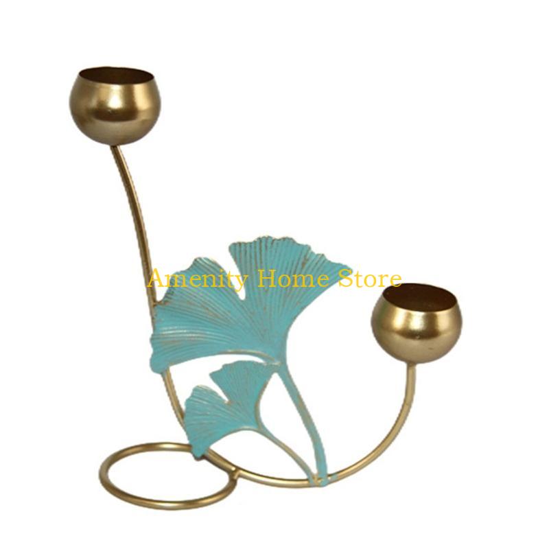 

F26C Wrought Iron Tree Leaves Candle Holder Candlestick Party Background Decoration for Wedding Holiday Party Decoration