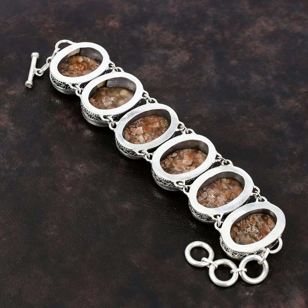 Sunstone Bracelet 925 Sterling Silver Bracelet Gemstone Vintage Bracelet Dainty Jewelry Adjustable Chain Bracelet Handmade Bracelet For Gift