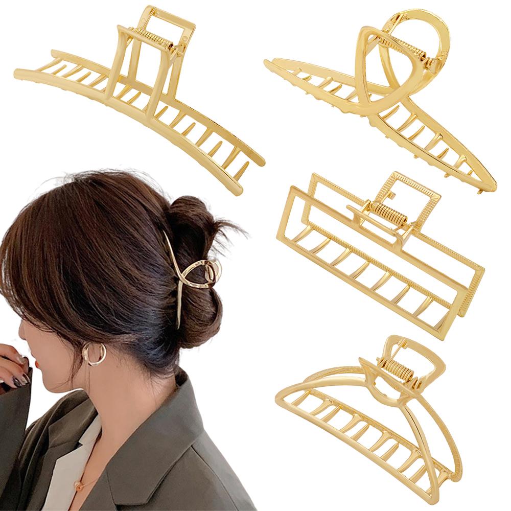 Fashion Metal Hair Claw For Women Gold Silver Color Cross Crab Hair Clip Korean Elegant Geometric Hairpin Girl Hair Accessories