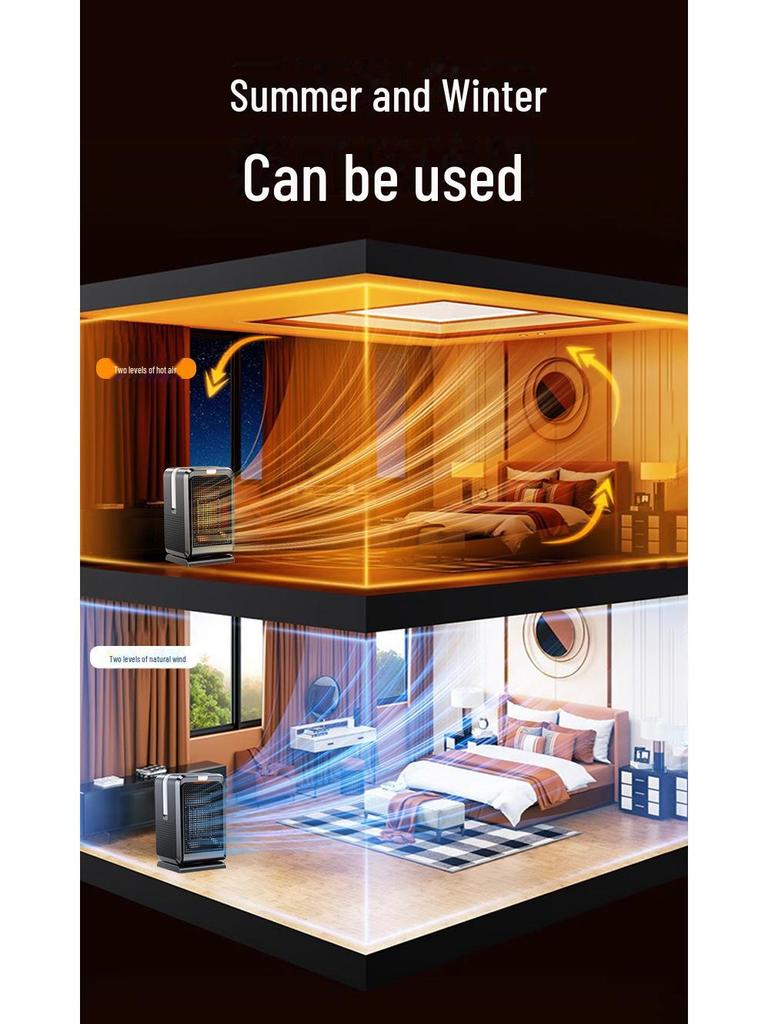 Portable Dual-Purpose Desktop Heater with PTC Fast Heating and Oscillation