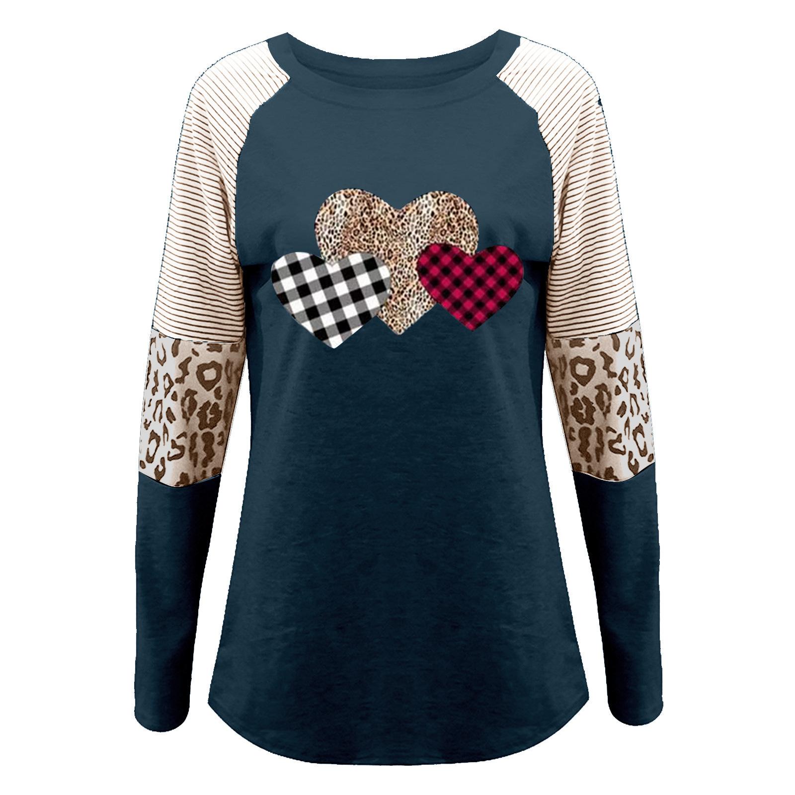 

Весенне-осенняя женская блузка с длинным рукавом, повседневный свободный топ с круглым вырезом XXL темно-синий