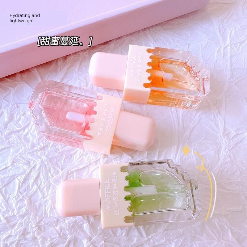 Student Lip Balm for Men and Women, Cute Ice Cream Lip Oil, Moisturizing and Hydrating for Lip Lines, Small Red Lips, and Lip Moisturization