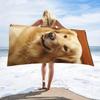 Asciugamano da Spiaggia con Stampa di Cane Golden Retriever Poliestere Asciugatura Rapida Quadrato per Sport, Spa Yoga Hotel Palestra Tessuto Assorbente Senza Sabbia