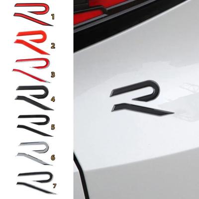 1Pcs ABS R Emblem Side Body Fender Stickers Decorative Accessories For V-V V R M-agotan P-olo G-olf L-avida T-haru Rline P-assat