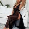 European and American Sexy Lace Deep V Backless Camisole Nightdress Lingerie Set