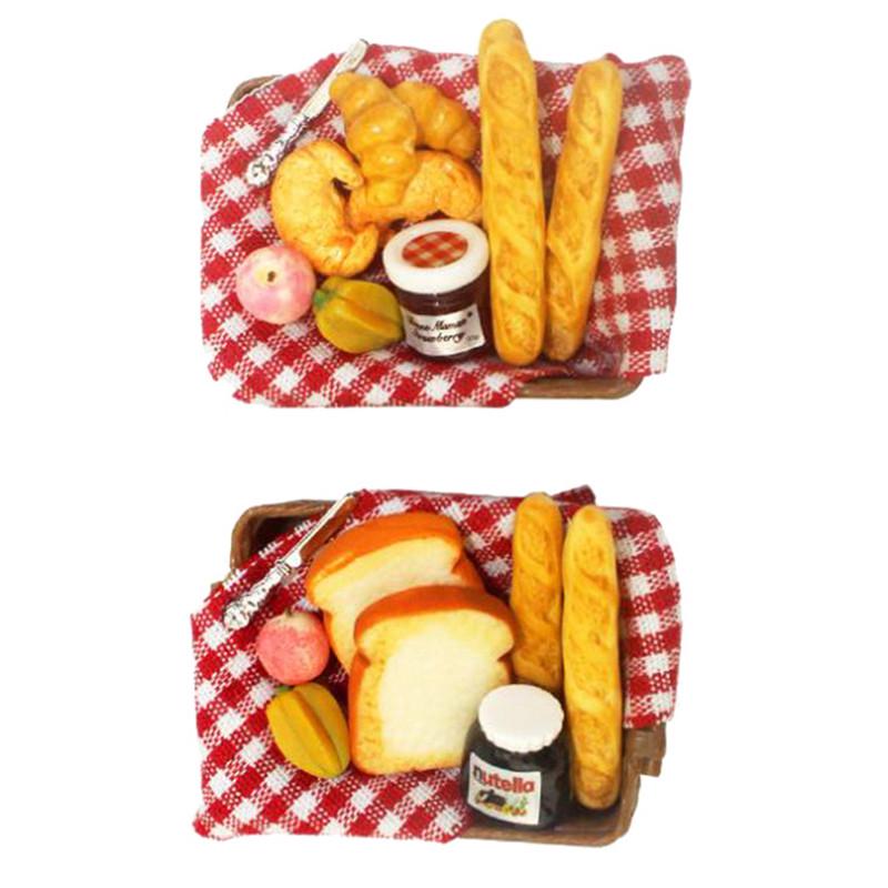 1:12 Dollhouse Miniature Breakfast Set Bread Basket Doll House Food Accessories