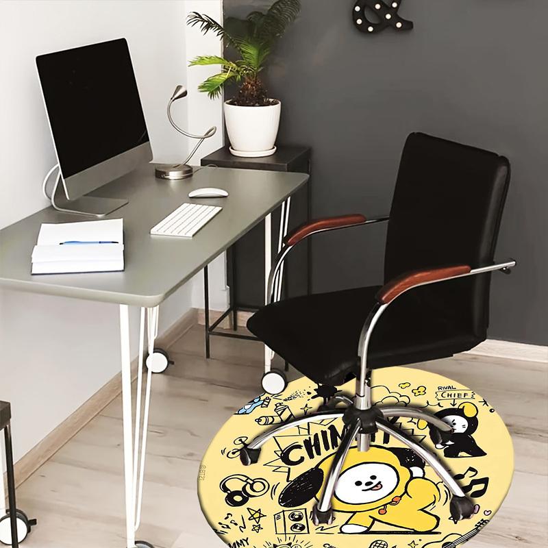1pc Chimmy BT21 Character Artwork Round carpet, Made of Polyester,Perfect for Decorating Office Chairs, Living Rooms,Vibrant Decorative Rug