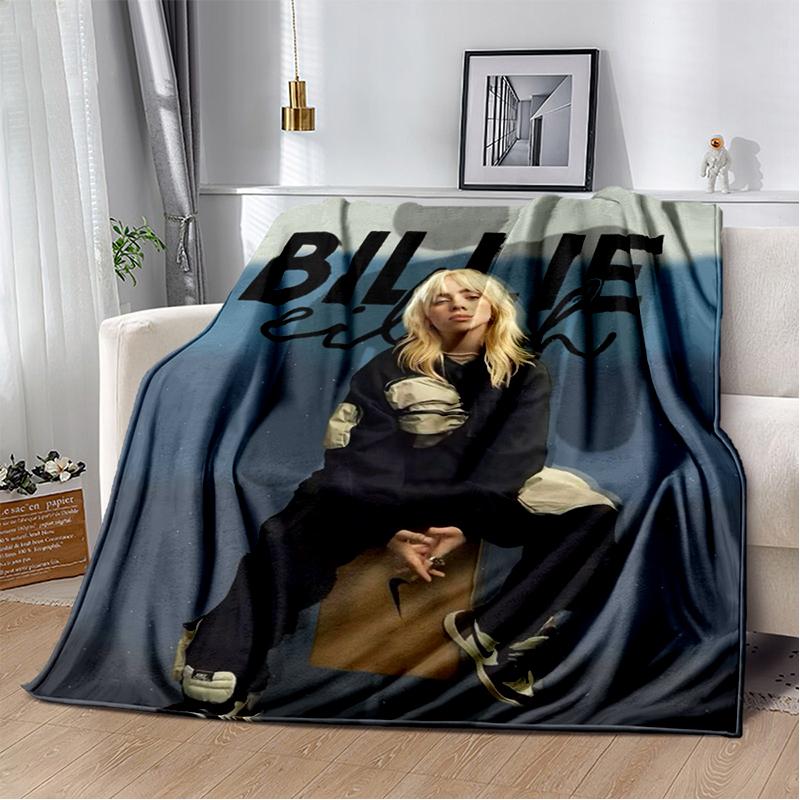 

3D Ковдра Billie Eilish, М яка Фланелева, для Ліжка, Спальні, Дивана, Пікніка, Плед для Накриття, Подарунок, Діти 75x90cm