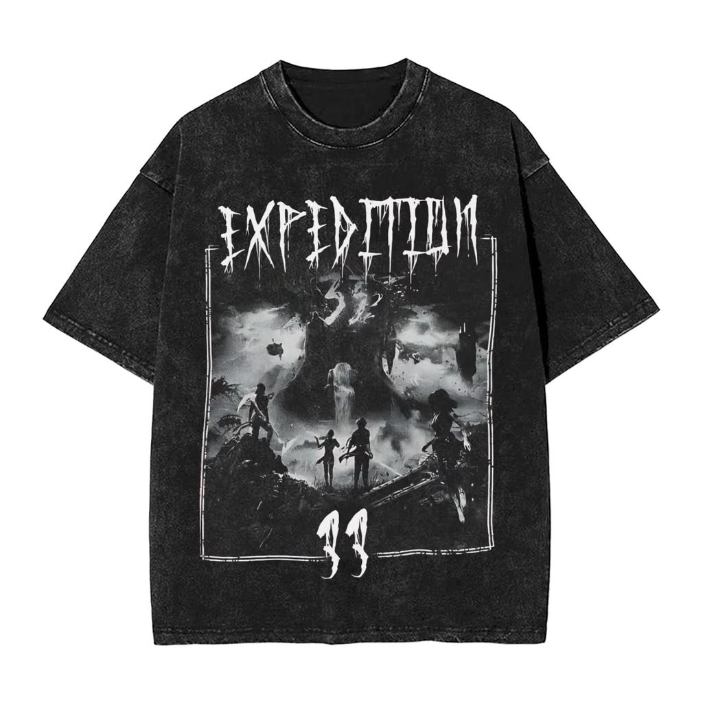 Clair Obscur Expedition 33 Washed T Shirts Streetwear Hip Hop Retro T-Shirts Tees Men Women Cotton Summer