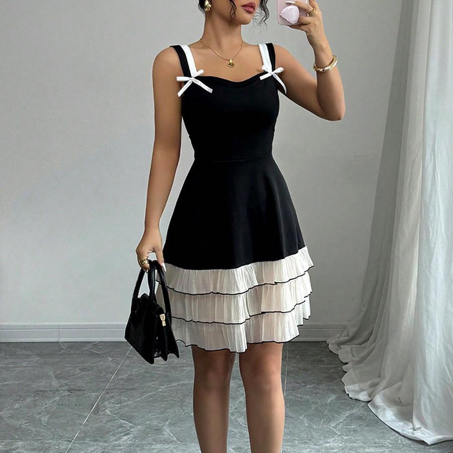 Women's Summer New Arrivals Strappy Dress Colorful Layered Cake Dress