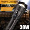 1000LM Telescopic Zoom Flashlight Outdoor White Laser USB Flashlight Flashlight Charging Household Rechargeable Emergency X1L2