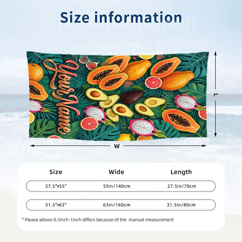 Frogs Forest Theme Quick Dry Beach Towel Custom Name Text Print Large Sand Resistant Towel Beach Vacation