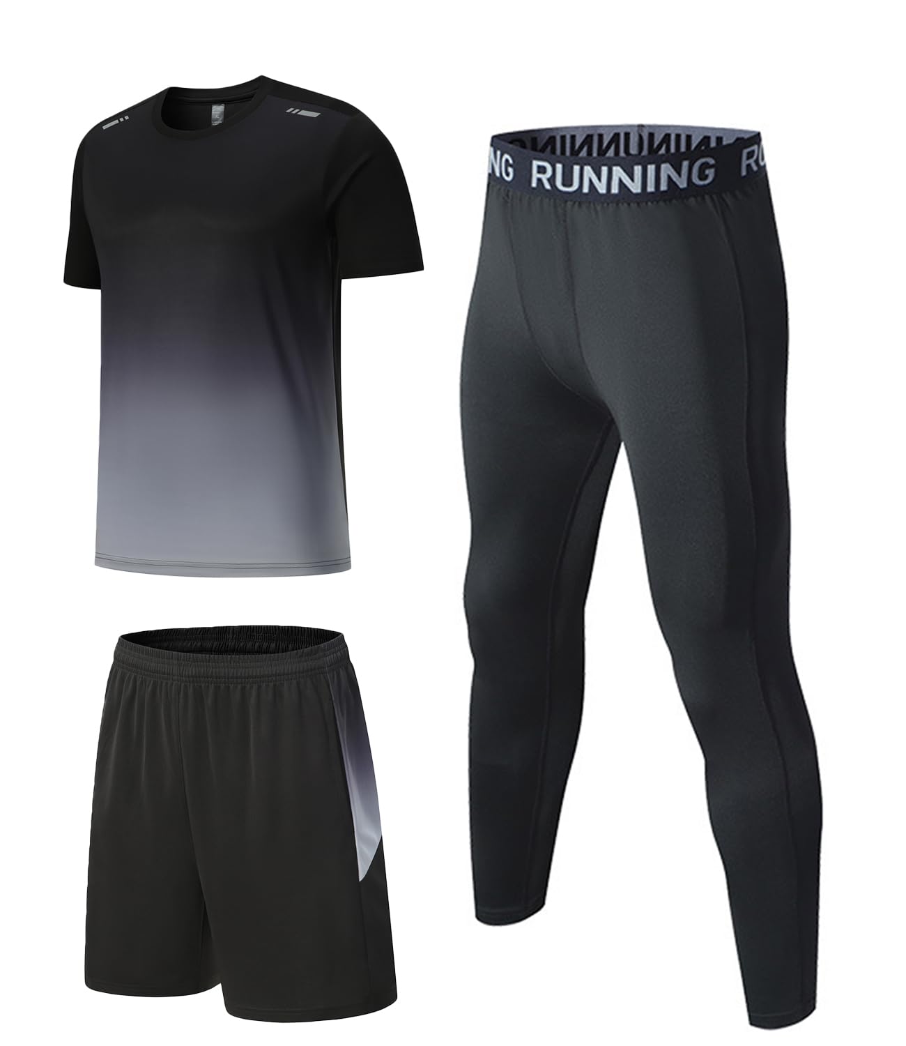 

Wuzfully Спортивный костюм больших размеров, верх и низ, летний, свободный размер L, мужской комплект, дышащий, устойчивый к запаху, влагоотводящий, быстросохнущий, ноский, облегающий, серый