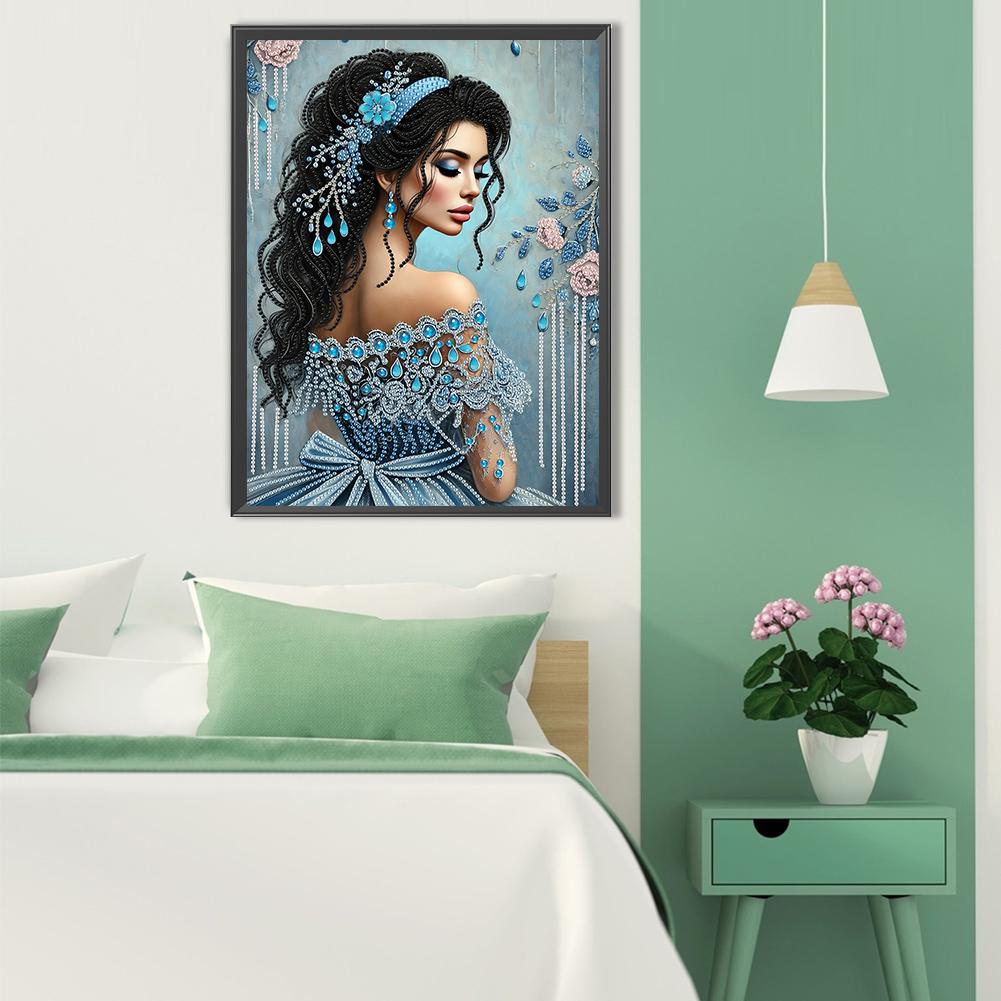 Částečně speciální tvarovaný vrták 5D DIY sada na diamantové malování Elegantní luxusní žena 30*40cm Ruční výroba Kreativní domácí umělecká dekorace