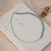 Natural Baroque Freshwater Pearl 925 Sterling Silver Splice Necklace with Collar Chain, Small and High Sense Necklace