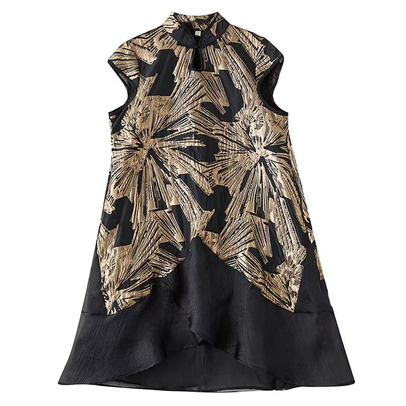 

Платье XITAO из сетки с лоскутным принтом, с коротким рукавом GYX1580 One Size чёрный