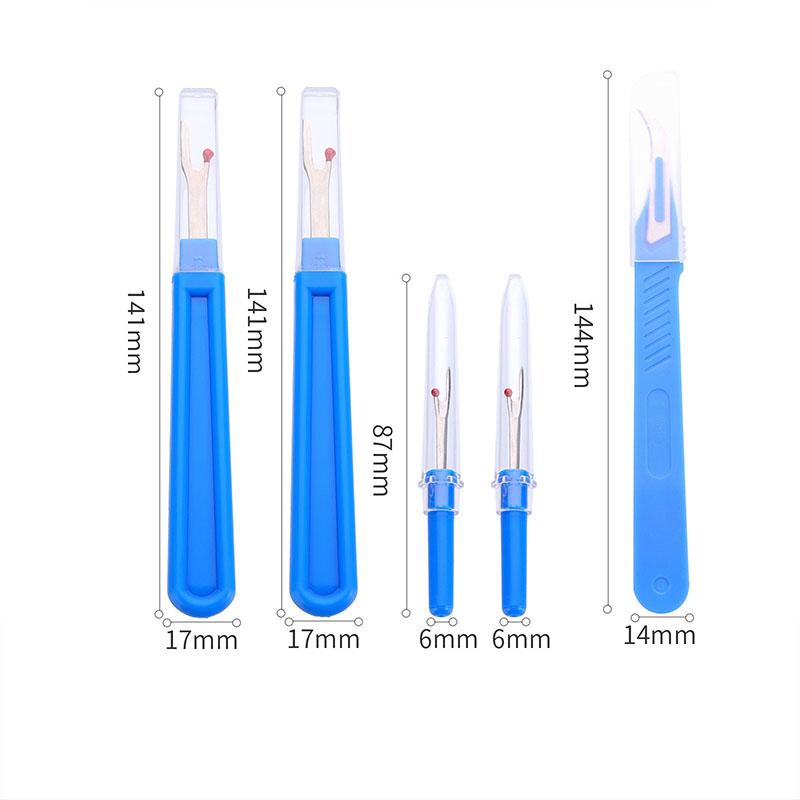 5PCS/SET Sewing Seam Ripper Kit Blue DIY Plastic Handle Seam Stitch Ripper Unpicker Remover Beginner Home Repair Embroidery