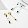 Fashion Jewelry Earrings 925 Sterling Silver Emerald Zircon Tassel Long Chain Gold Plated Stud Earrings Jewelry for Women