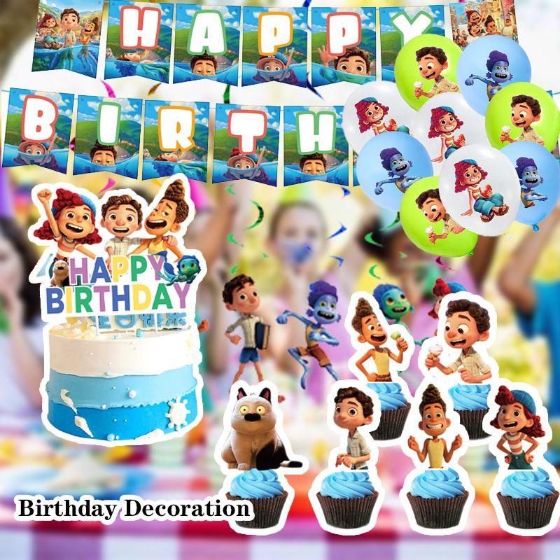 Vibrant Luca Party Ocean Cartoon Character Theme Disposable Cake Ornaments
