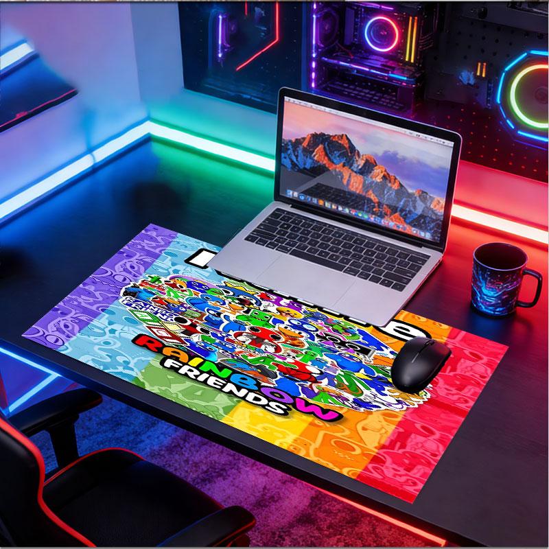 Custom Name Personalized Game Rainbow Friends Pattern Mousepad, Laptop PC Desk Mat, Decorative Desk Mat for Home Keyboard Pad Gift
