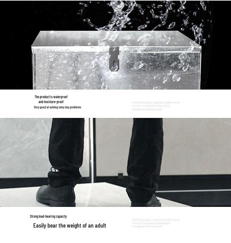 Large Galvanized Tinplate Toolbox with Lock – Metal Storage Organizer for Hardware & Woodworking.