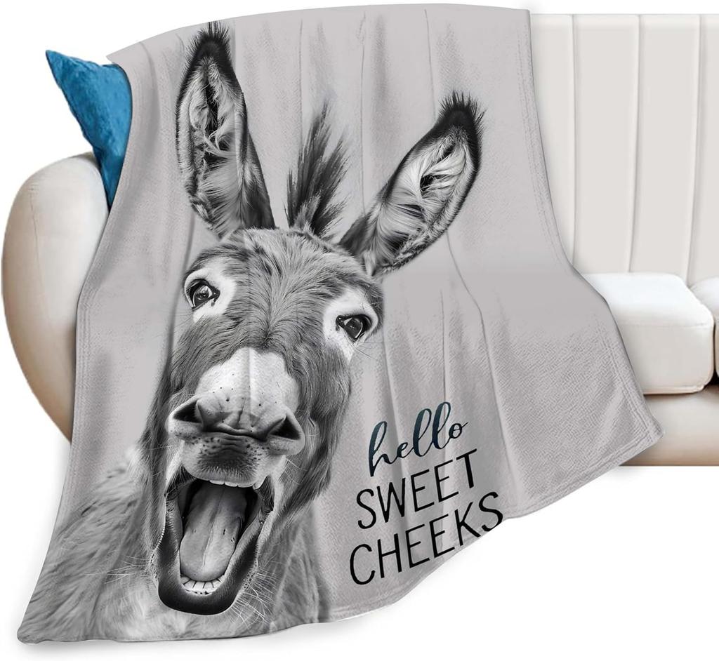 Horse Blanket Cute Horses Flowers Decor Throw Blanket Gifts for Animal Lover Warm Soft Plush Lightweight Fleece Flannel Blanket