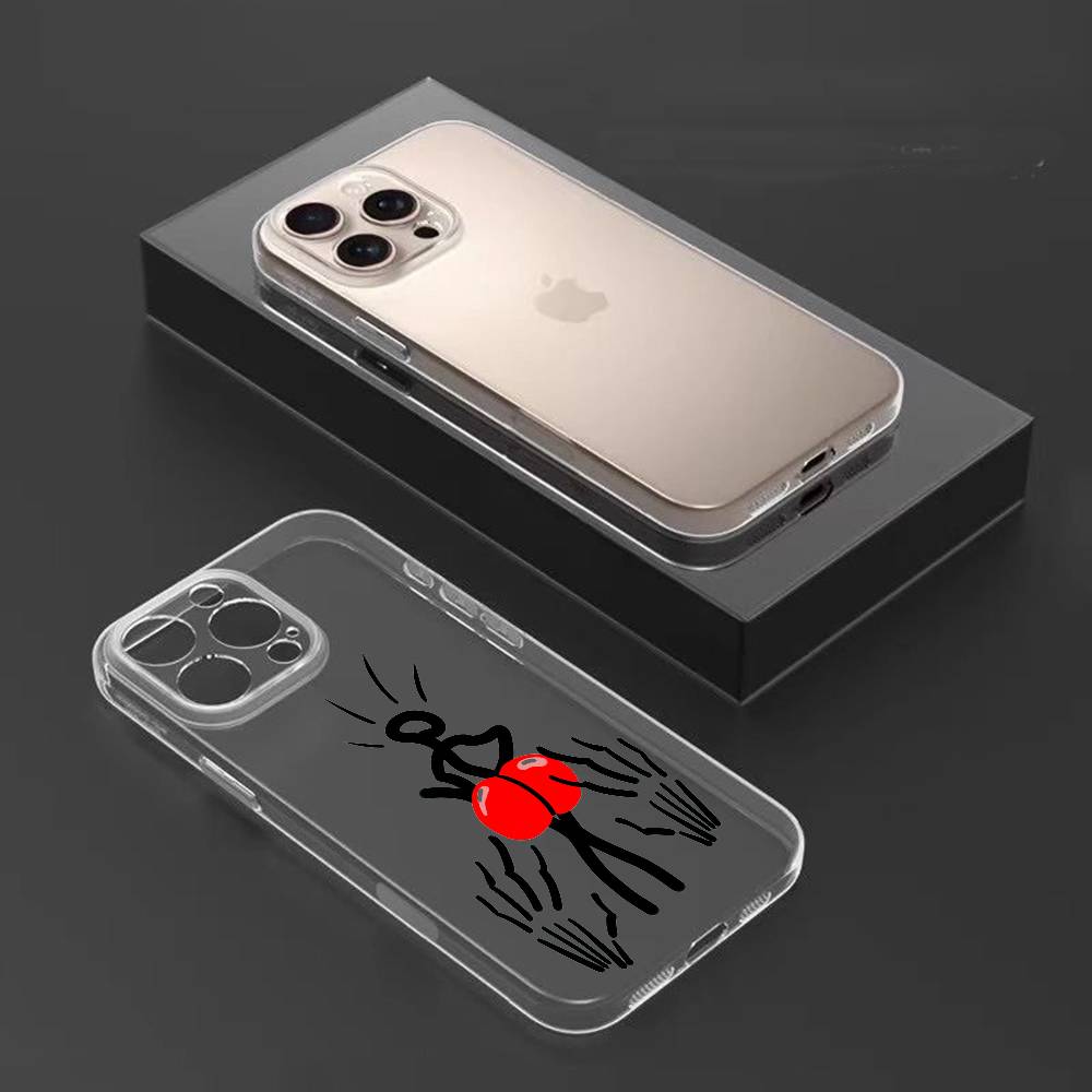 

Чехол для телефона с человечком-палочкой для iPhone 17, 16, 15, 14, 13, 12, 11 Plus, Pro Max, Мягкий прозрачный чехол iPhone14Pro