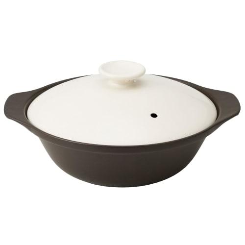TAMAKI Thermatec Ultra-Lightweight Single-Serving Direct-Stove Shallow Pot, Size 9, White, 32x27x15.5cm (H), Easy-to-Use, Lightweight Ceramic, 2250ml,